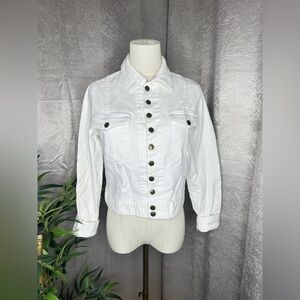 Current/Elliott Women’s The Snap Denim Jacket in Sugar/White Sz 2